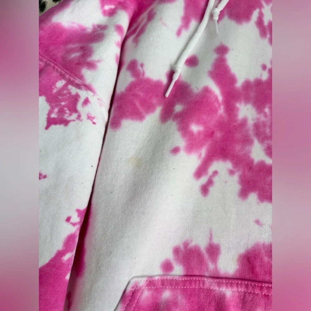 Pink & White Tie Dye Hoodie Size Medium - Picture 5 of 6
